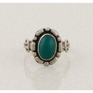 Sterling Silver Green Onyx Ring Size 9 3/4